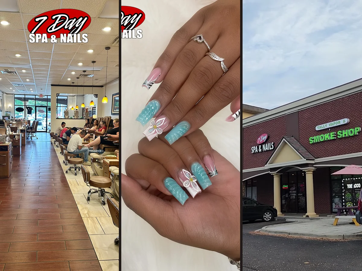 Clean nail salon interior with seating.
